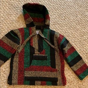 Mexican toddler poncho green red yellow Rasta 2T